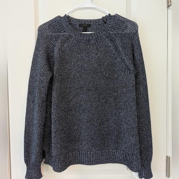 J. Crew, Women's Size Medium, Metallic Side Split Sweater, Blue/Gray - Picture 1 of 5